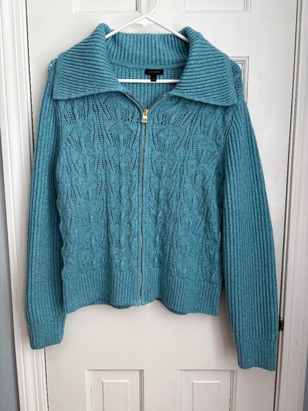 Talbots lace knit front cardigan sweater, Size L